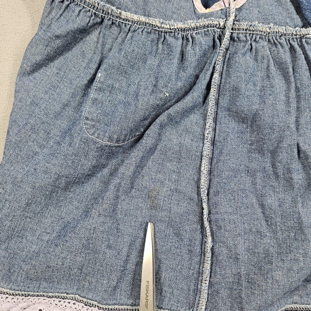 Vintage Sesame Street Dress‎ Girls 24 Months Denim Embroidered Floral Bunny Y2K - Picture 4 of 11